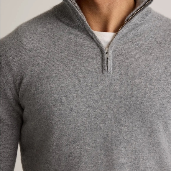 Quince Men's Cashmere Quarter Zip-Up Sweater in Gray Size S - Picture 3 of 11
